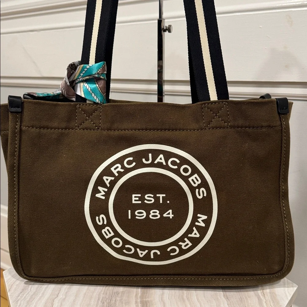 Marc Jacobs Bag Signet Canvas Olive Green Logo Tote - Picture 5 of 17